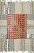 Kilim Rug 10x16 Area Rug Orange & Beige Cotton Dhurrie Oriental Thick 0.19 inches Stone Easy Washable Rug Hand Wash Cotton Carpet Flatweave Rug Indoor Outdoor Rugs for Living Room, Bedroom