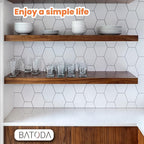 BATODA Set of 2 24" Acacia Wood Floating Shelves Wall Mounted – Rustic Farmhouse Wooden Wall Storage Shelf for Bedroom, Kitchen, Home Décor - Brackets and Shelving Hardware Included