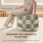 Anji Mountain 100% Handmade & Handcrafted Comfortable Home Décor Pouf Ottoman Footrest for Living Room, Bedroom, Nursery, Kidsroom, Patio Furniture - (20" x 20" x 20" - Green)