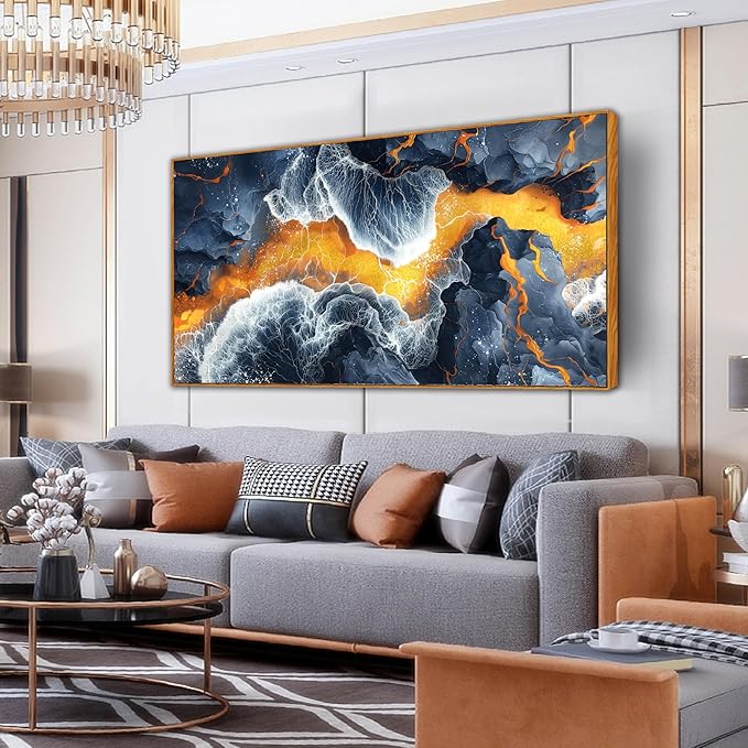 ZHAOSHOP Abstract Wall All Large Black and Gold Wall Decor for Living Room - Home Office Wall Decor With Wooden Frames Size 29" x 59"