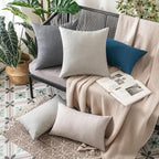 MIULEE Pack of 2 Decorative Outdoor Solid Waterproof Throw Pillow Covers Faux Linen Garden Farmhouse Cushion Cases for Patio Tent Balcony Couch Sofa 20x12 Inch Light Grey