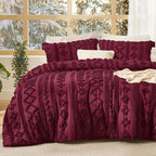 Bedsure Tufted Boho Comforter Set Twin Size - Burgundy Boho Bed Set, GentleSoft™ 2 Pieces Farmhouse Shabby Chic Embroidery Bedding, Gifts for Woman, Soft Jacquard Twin Comforter for All Seasons