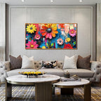 ZHAOSHOP Flowers Wall Paintings Office - Colorful Artwork Framed for Wall Living Room - Teenage Girls Wall Art for Bedroom Size 24" x 48"