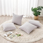 GAWAMAY Decorative Square Throw Pillow Covers 18"x18" Inch Set of 4, Super Soft Chenille Pillows Farmhouse Fall Pillowcase for Living Room Bedroom Sofa Couch Cushion Cover Light Grey 45x45cm