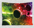 Ambesonne Psychedelic Tapestry, Space Universe Cosmos Galaxy Nebula Stars and Planets in Trippy Tones Image, Wide Wall Hanging for Bedroom Living Room Dorm, 60" X 40", Magenta Green