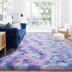 Rugs for Living Room 6x9, Soft Shaggy Modern Shag Area Rug for Bedroom, Upgrade Non-Slip Plush Fluffy Carpet for Kids Boys Girls Room Home Decor Aesthetic, Rainbow Purple
