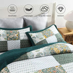 Secgo California King Quilt Size - 100% Cotton Oversized California Comforter Set Bedding Sets (120 * 110 Inch) with 2 Pillow Shams, Patchwork Reversible Lightweight Bedspread