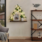Shelf for Wall,Floating Shelves,Floating Shelves for Wall No Drilling,Adhesive Shelves,Command Strip Shelf,Room Decor Aesthetic,Plant Shelf Wall,Whimsical Decor,2-Piece Set(White Flower)