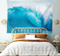 Ambesonne Ocean Tapestry, Wavy Ocean Adventurous Surfing Extreme Water Sports Summer Holiday Destination Print, Fabric Wall Hanging Decor for Bedroom Living Room Dorm, 23" X 28", Aqua White