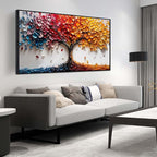 Colorful Tree Wall Art for Living Room - Tree of Life Wall Decor Office - Large Framed Wall Art Size 29" x 59"