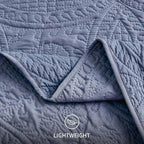 Love's cabin King Size Quilt Set Blue Bedspreads - Soft Bed Summer Lightweight Bedspread Comforter - Modern Style Coin Pattern Coverlet for All Season - 3 Pieces (1 Quilt, 2 Pillow Shams)