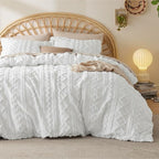 Bedsure Boho Twin Duvet Cover, Soft & Comfortable Elegant Design Boho Bedding for Decoration, Machine Washable Comforter Cover for All Seasons,Includes 1 Duvet Cover & 1 Pillow Sham,White