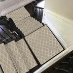 PURE ERA Bullnose Carpet Stair Treads Tape Free Non-Slip Indoor Stair Protectors Pet Friendly Stair Treads for Wooden Steps 9.5" x 30"(7 Pieces, Cream Gray Diamond Trellis)