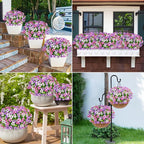 MARTINE MALL 12 Bundles Look Real Artificial Flowers for Outdoors, Realistic Fake Outdoor Flowers, UV Resistant Silk Pansy Flower for Outside Faux Flower Plant for Outdoor Porch Yard, Three Mix Colors