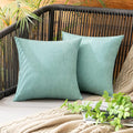 MIULEE Pack of 2 Decorative Outdoor Solid Waterproof Throw Pillow Covers Spring Faux Linen Garden Farmhouse Cushion Cases for Summer Patio Tent Balcony Couch Sofa 12x12 Inch Teal