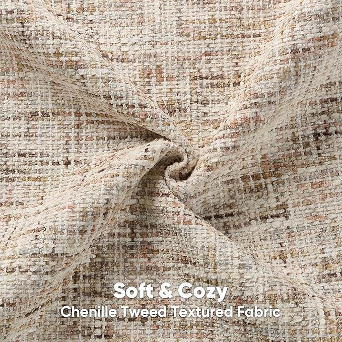FUTEI Beige Brown Decorative Throw Pillow Covers 26x26 Inch Set of 2,Soft Chenille Tweed Textured Euro Pillow Shams,Modern Home Decor for Couch Bed Living Room