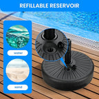 Simple Deluxe 20 Inch 50lbs Weight Capacity Heavy Duty Fillable Market Patio Umbrella Round Base Stand with Holder for Outdoor Lawn, Garden, Yard, Deck, 20inch, Black