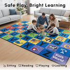 SAFECASTLE Kids Carpet Alphabet Rug – Little Charlie 4’4” x 5’6” – Educational ABC Nursery Learning Rug for Preschool, Classroom, Playroom, Daycare & Kids’ Bedroom – Durable Nylon Area Rug