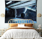 Ambesonne Outer Space Tapestry, Moon Before Station Planet Apocalypse Landing Alternative Humanoid Robots Print, Fabric Wall Hanging Decor for Bedroom Living Room Dorm, 28" X 23", Night Blue