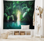 Ambesonne Jungle Tapestry King Size, Tropical Lake Mangrove Rainforest Pathway Through Sri Lanka Travel Destination, Wall Hanging Bedspread Bed Cover Wall Decor, King Size, Green Teal