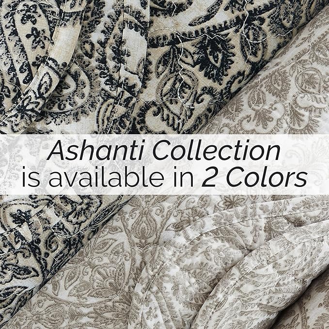 Southshore Fine Living, Inc. Ashanti Collection Oversized King Quilt Bedding Set, Soft Fabric, Lightweight Bedspread 3-Piece, Two Matching Shams (108 in Wide x 98 in Long), King/California Size, Grey