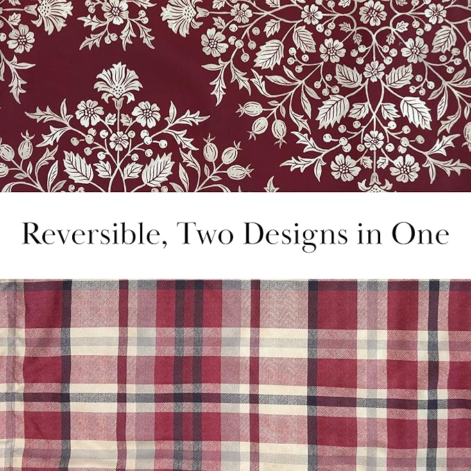 Southshore Fine Living King Size Christmas Quilt with 2 Pillow Shams - Reversible Red Plaid Christmas Bedding Holiday Decor King Coverlet - Red Plaid