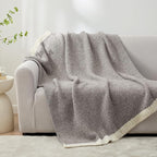 Snuggle Sac Grey Blankets Twin Size for Bed and Sofa, Reversible Super Soft Blankets Warm Cozy Knit Blankets Fuzzy Plush Blanket, Grey, 60x80 inches