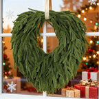 24" Norfolk Pine Wreath, Artificial Christmas Wreaths, Real Touch Green Winter Garland for Front Door Wall Window Indoor Outdoor Christmas Home Holiday Decor, FF13
