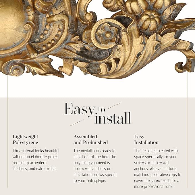 Royal Scroll Gilt Crest Pediment, Vintage Decor with Gold-Leaf Finish, 50 Inches Wide