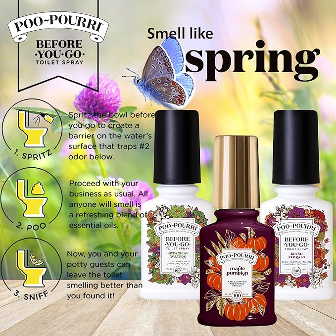 Poo-Pourri Before-You-Go Toilet Spray, Spring 2 Oz Variety Pack– Maple Pumpkin Blush Florals and Botanical Waters