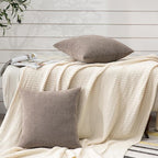 GAWAMAY Decorative Chenille Throw Pillow Covers 24x24 Inch Pack of 2, Soft Square Couch Pillow Cover for Sofa Cushion Living Room Bedroom Pillowcases Taupe Grey 60x60cm (ONLY Covers)