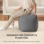 Anji Mountain 100% Handmade & Handcrafted Comfortable Home Décor Pouf Ottoman Footrest for Living Room, Bedroom, Nursery, Kidsroom, Patio Furniture - (20" x 20" x 20" - Gray Maze)