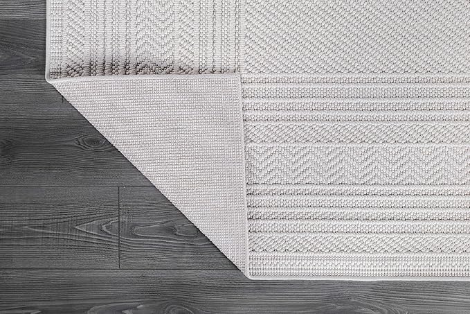 Micro Loop Indoor Rug White 6x9 Boho Geometric Neutral Area Rugs for Living Room Soft Luxury Modern Low and High Pile Durable Stain Resistant Non-Shedding Indoor Area Carpet 6 x 9