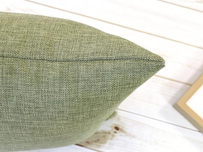 Aiking Home Woven Fine Faux Linen Throw Pillow Cover, Size 12"x18", Moss