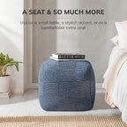 Anji Mountain 100% Handmade & Handcrafted Comfortable Home Décor Pouf Ottoman Footrest for Living Room, Bedroom, Nursery, Kidsroom, Patio Furniture - (20" x 20" x 20" - Sailor Blue)