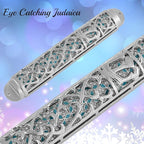 Matashi Hand Painted Enamel 7 inch Mezuzah Embellished w/Hebrew Shin and Crystals Home Door Wall Decor Home Décor Jewish Holiday Housewarming Present House Blessing Gift