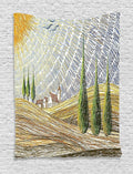 Ambesonne Italian Tapestry, Van Gogh Style Italy Valley Rural Fields European Scenery Painting Print, Wall Hanging for Bedroom Living Room Dorm Decor, 60" X 80", Tan Blue Green