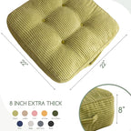 8" Washable Floor Pillow Cushion for Adults, Meditation Cushion Pillow, Large Square Floor Sitting, Removable Tufted Corduroy Cover, for Tatami Living Room or Yoga, 22x22 Inch, 2Pack, Machine Washable