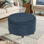 HomePop Round Storage Ottoman - Textured Navy