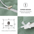 Bedsure Duvet Cover Full Size with Fitted Sheet - 4 Pieces Prewashed Cotton-Like Polyester Extra Soft Bedding Set, Includes 1 Duvet Cover 80x90 Inches, 2 Pillow Shams, 1 Fitted Sheet, Sage Green
