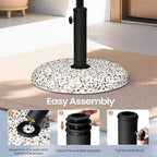 Patio Umbrella Base, 45lbs, Round Cobblestone Concrete Base, Heavy Duty Market Umbrella Stand for Outdoor, Lawn, Deck, Poolside