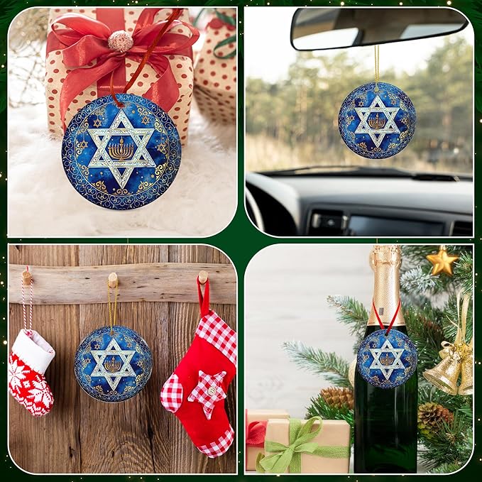 FLAGWIX Christmas Hanukkah Gifts for Men Women - Ceramic Christmas Ornaments 2025 for Tree - Hanukkah Decorations for Home, Spiritual Birthday Gifts for Mom Sister Friends, Jewish Gift Ideas
