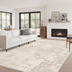 Art&Tuft Washable Rugs 6x9, Abstract Area Rugs for Living Room - Non Slip and Low Pile Soft Thin 6x9 Rug for Bedroom, Dining Room, Kitchen, Office, Beige