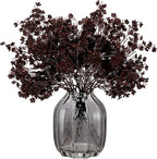 JAKY-Global Silk Babys Breath Artificial Flowers Bulk Blackish Red 6pcs Faux Fall Flowers for Vase Home Kitchen Indoor Bouquet Floral Arrangement Table Centerpieces Farmhouse Decor