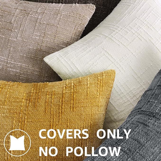 decorUhome Spring Oatmeal Chenille Euro Sham Throw Pillow Covers 22x22 Set of 2 Textured Soft Cozy Slubby Couch Pillow Covers Modern Farmhouse Boho Decorative Pillow Cases for Bed Sofa Living Room