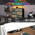 Tohomeor TV Stand with Power Oulet Dresser with Charging Station & LED Light with 8 Fabric Drawers for Living Room Storage Chest of Drawers Retro Dresser with Open Shelf Wooden Top