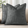 decorUhome Chenille Throw Pillow Covers 20x20 Set of 2, Thick Textured Slubby Neutral Decorative Pillow Covers with Elegant Design for Couch, Sofa, Living Room, Dark Grey