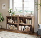 LINSY HOME 2-Tier Bookcase and Bookshelf, Small Wood Display Storage Shelves Farmhouse Bookshelf for Home Office, Living Room, Bed Room - Dark Brown