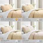 Southshore Fine Living, Inc. Oversized King Quilt Bedding Set, Soft Microfiber, Easy Care Pet Hair Resistant Bedding, California/King Size Quilt Coverlet, Beige Bedspread Set w/2 Shams, Soft Sand