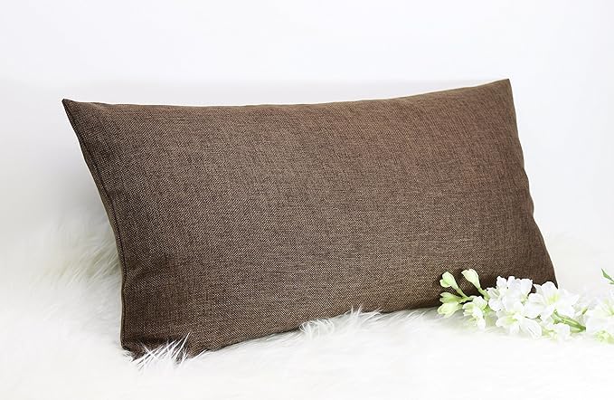Aiking Home Woven Fine Faux Linen Throw Pillow Cover, Size 14"x26", Brown